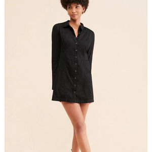 Free People womens large Goth Thea Mini Dress Black Long Sleeve Fitted Black